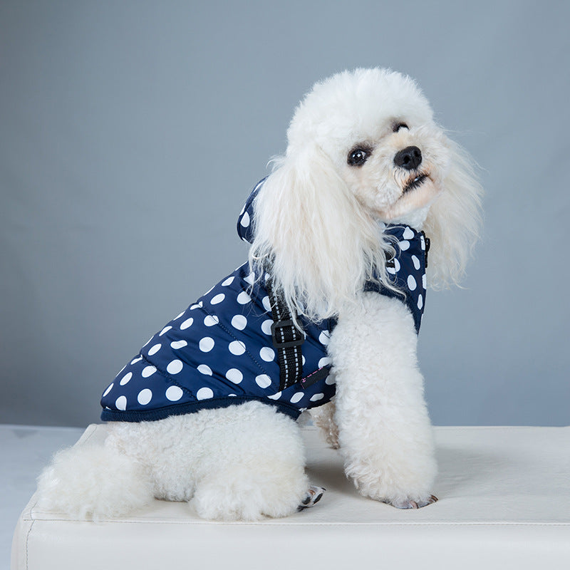 Polka Dot Dog Cotton Jacket with Velvet Warm Vest