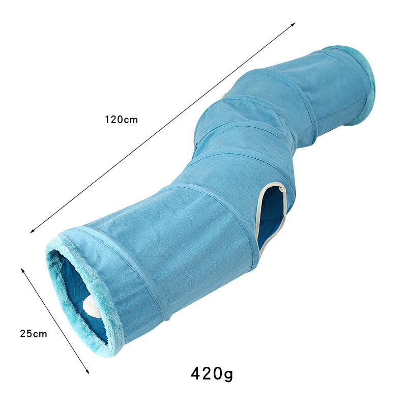 Double-layer Suede Cat Tunnel Tent for All Seasons