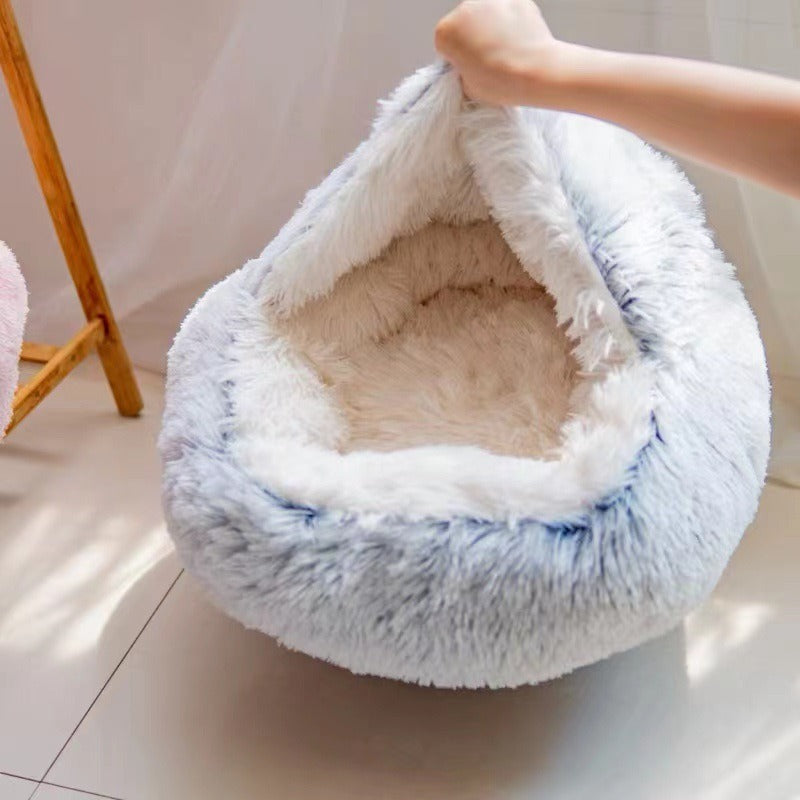 Semi-Closed Cat Bed with Shell Cover for Small Pets