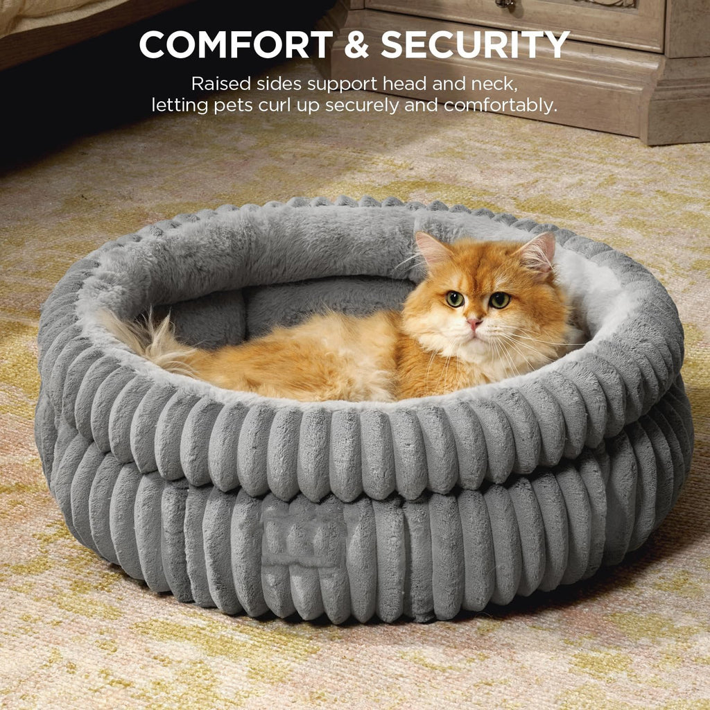 Washable Plush Cat Bed with Anti-Slip Bottom