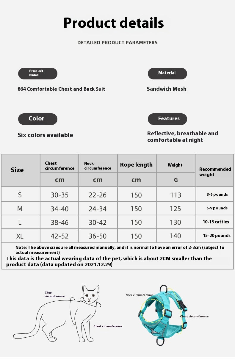 Breathable Mesh Pet Harness & Leash Set