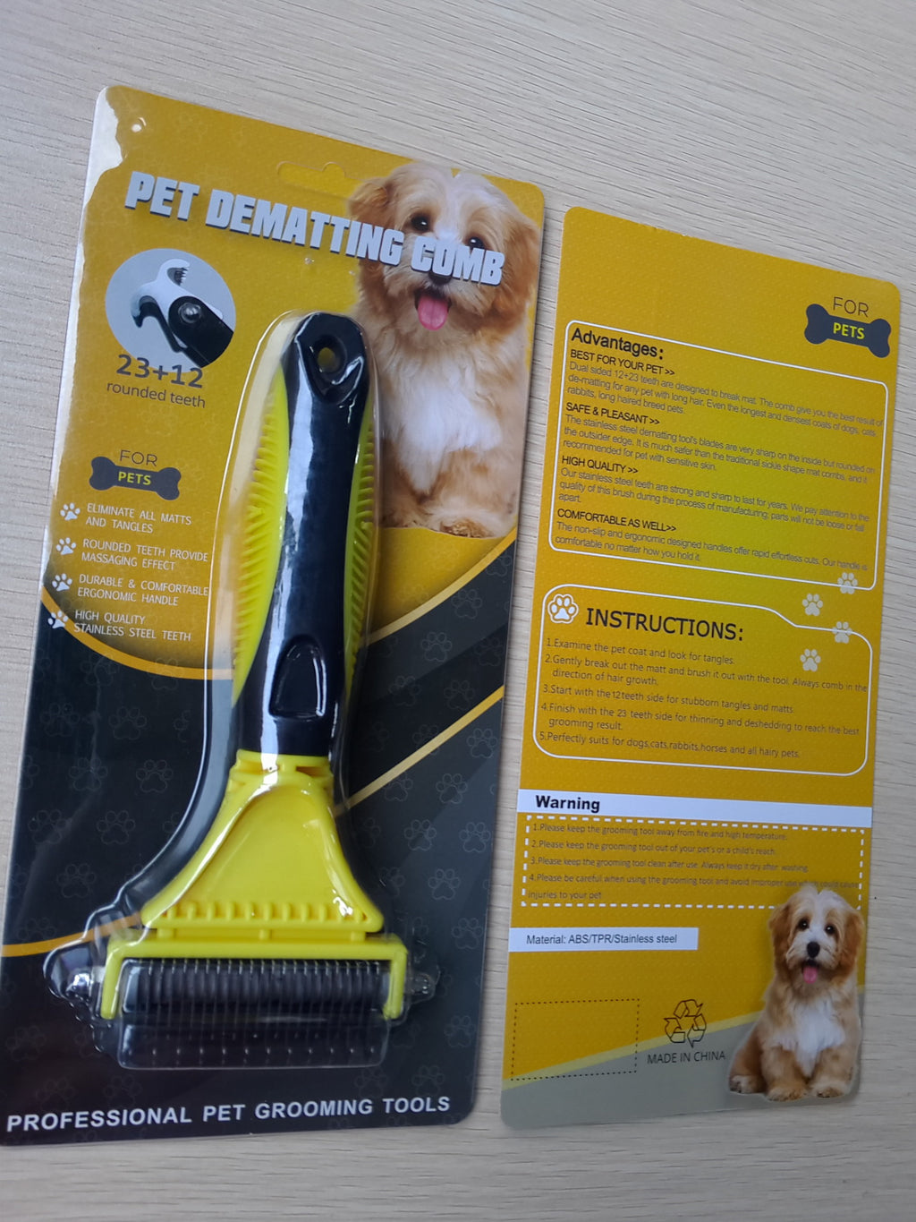 Stainless Steel Double-Sided Dematting Brush for Pets