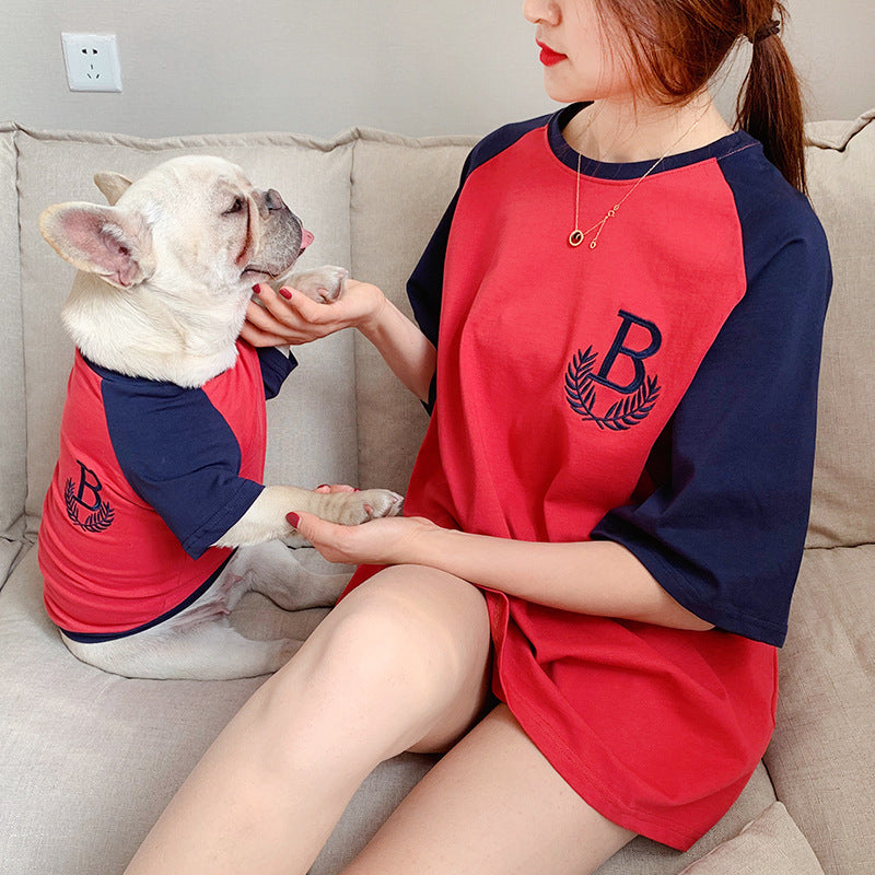 Short Sleeve Parent-Child Dog Clothing Set