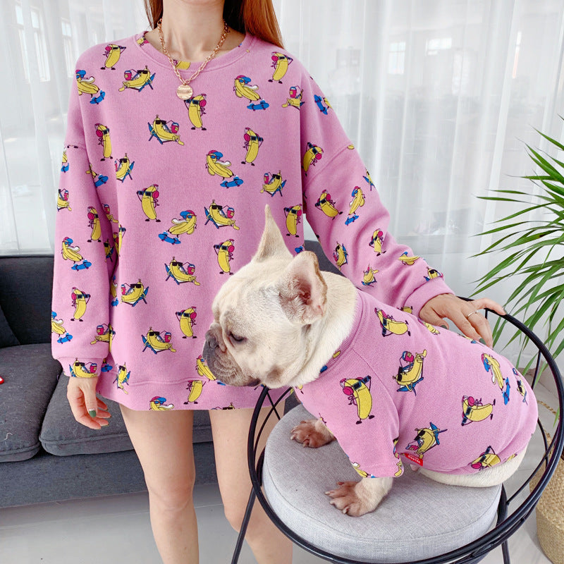 Pet Dog and Cat Cartoon Hoodie for Spring and Autumn