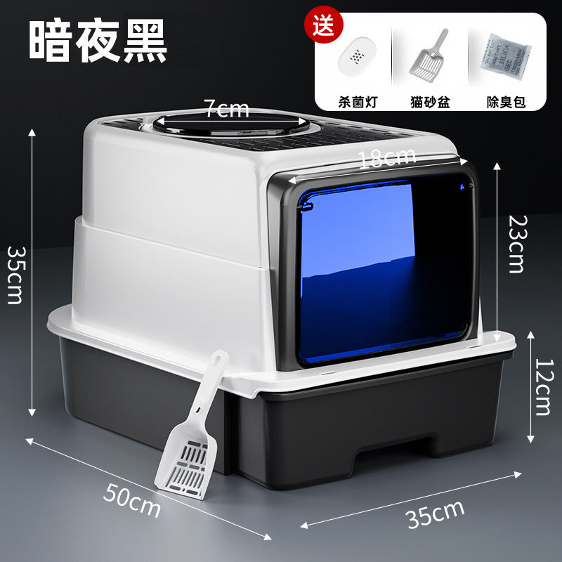 Extra Large Enclosed Cat Litter Box with Drawer System