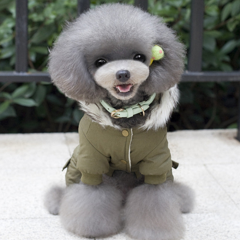 Military Style Dog Cotton Jacket for Small Breeds