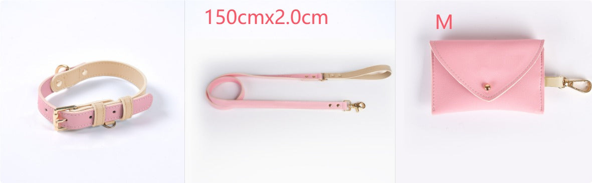 Leather Dog Leash and Collar Set