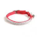 Adjustable PU Dog Collar with Water Diamond for Small Dogs