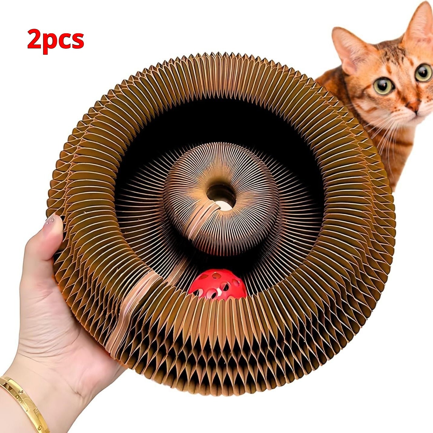 Cat Toy with Bells Accordion Scratching Post