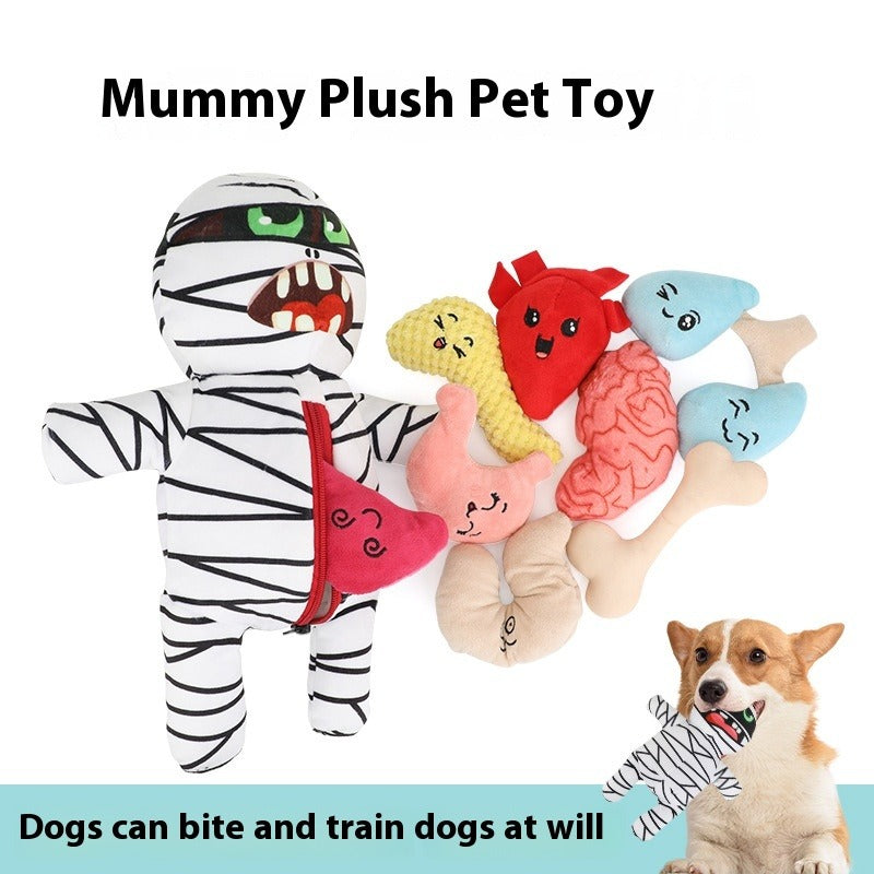 Plush Mummy Pet Food Hiding Toy Set