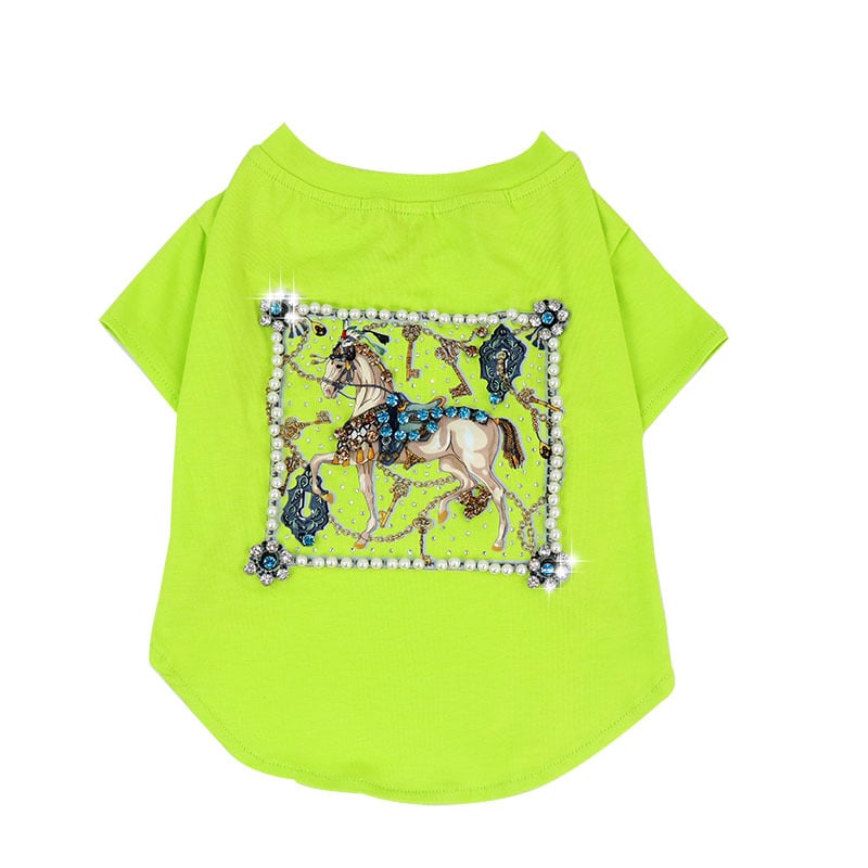 Schnauzer Summer Thin T-shirt with Diamond Accents