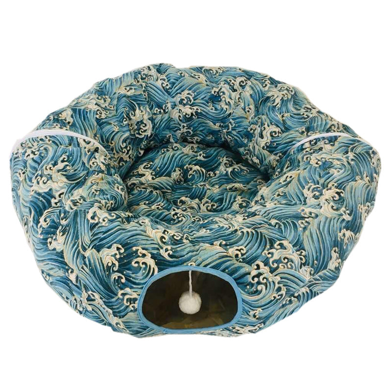 Foldable Cat Tunnel with Bed and Play Features