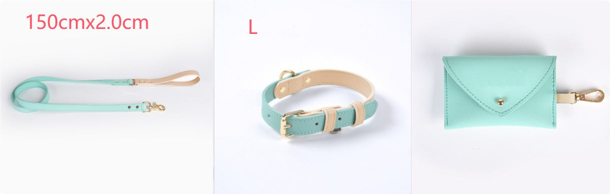 Leather Dog Leash and Collar Set