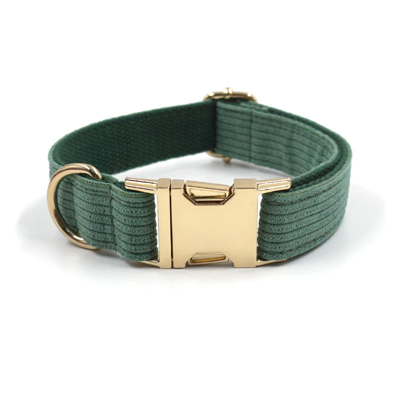 Duck Poop Green Corduroy Dog Collar for Pets
