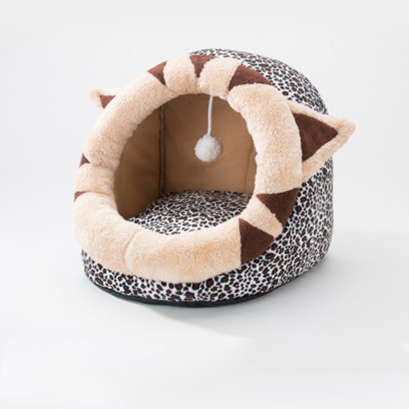 Cartoon Half-Enclosed Pet Bed for Dogs and Cats