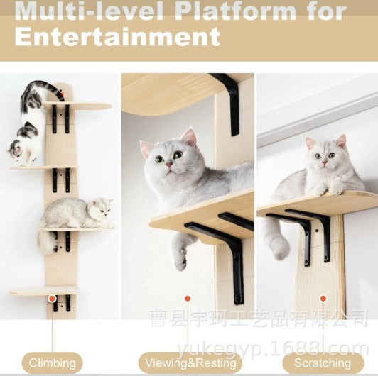 Wooden Door-Mounted Wall Cat Tree