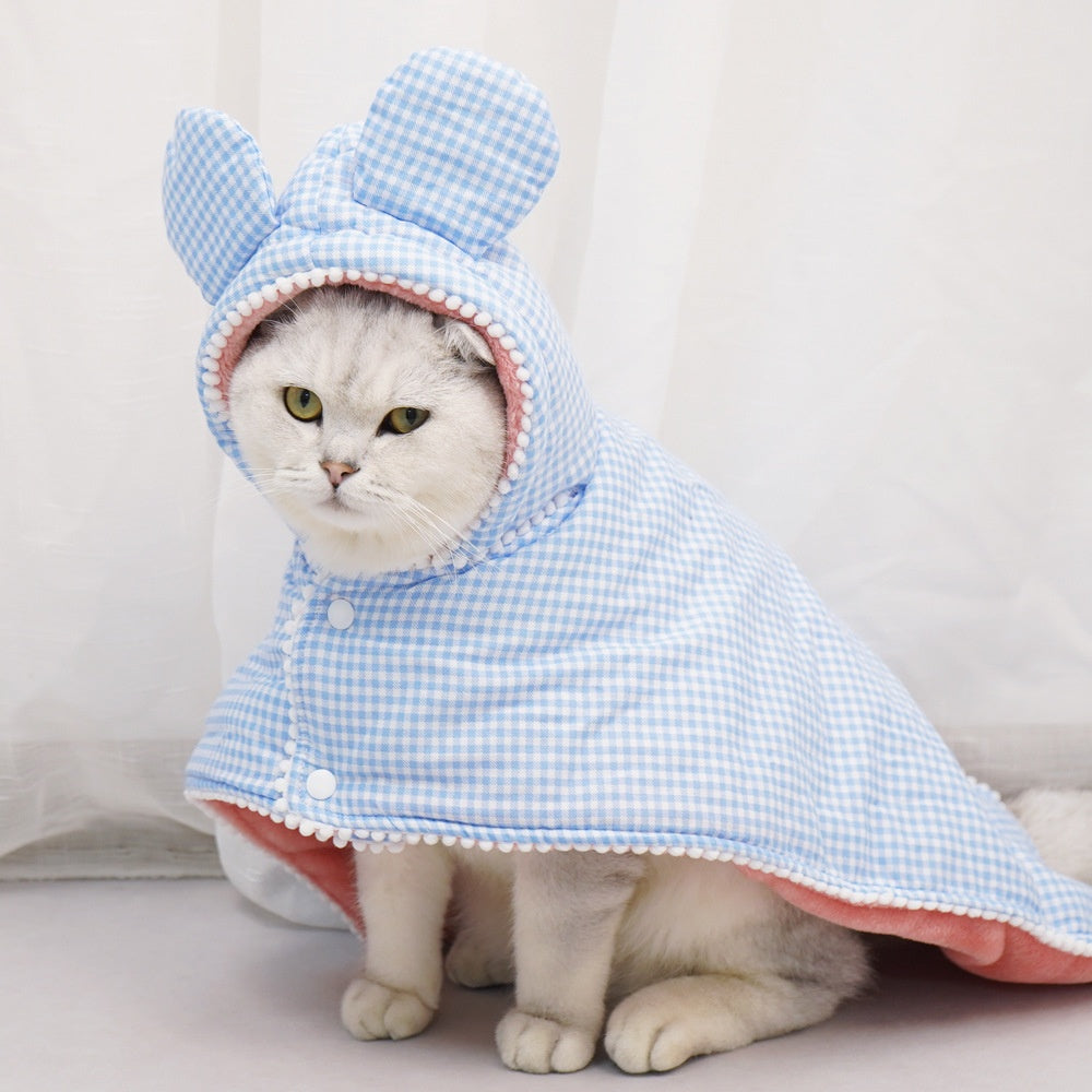 Cute Plaid Dog Cloak and Cat Cover Quilt with Cotton