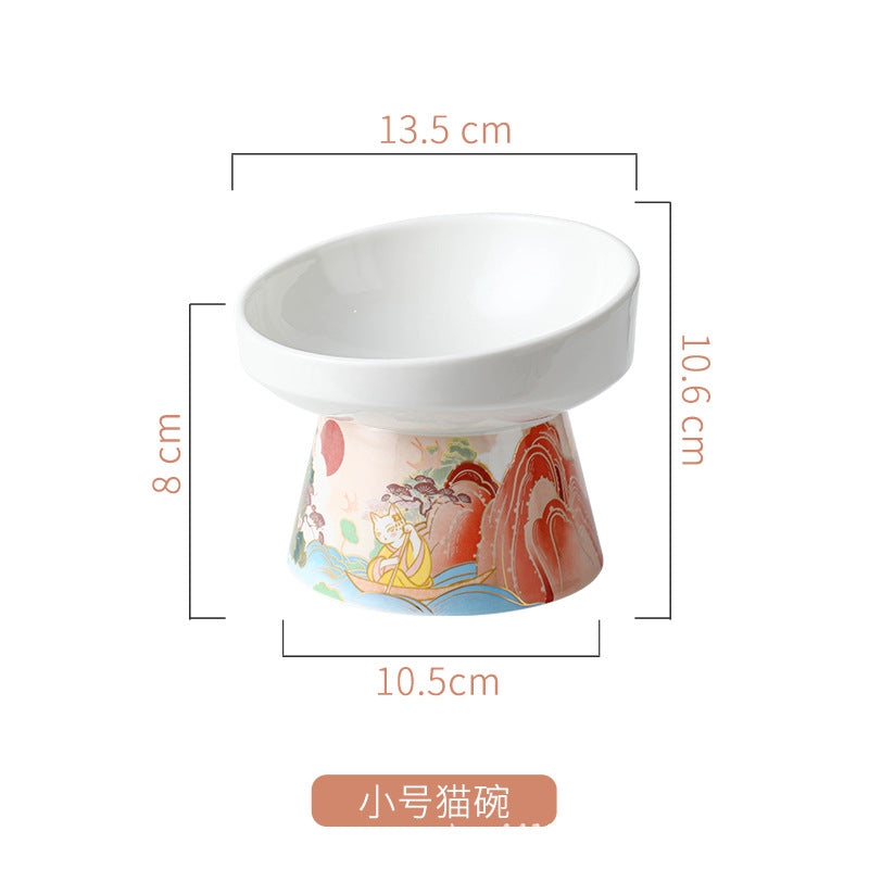 Ceramic Cat Bowl Set with Anti-Spill Design