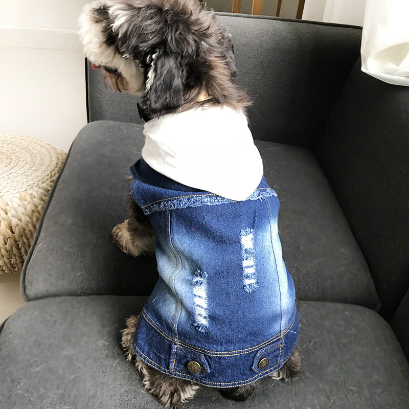 Spring Autumn Teddy Denim Vest for Small Dogs and Cats