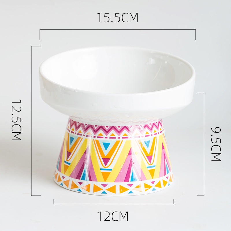 Ceramic Cat Bowl with Elevated Design for Pet Feeding