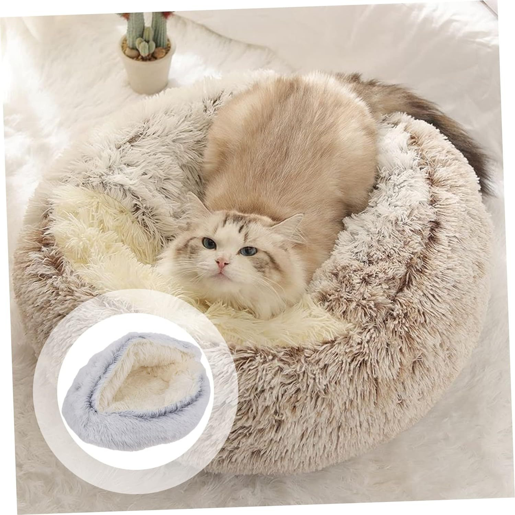 Cozy Round Crystal Velvet Pet Bed for Cats and Dogs