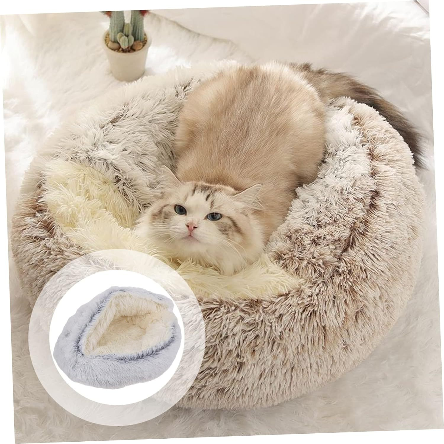 Cozy Round Crystal Velvet Pet Bed for Cats and Dogs