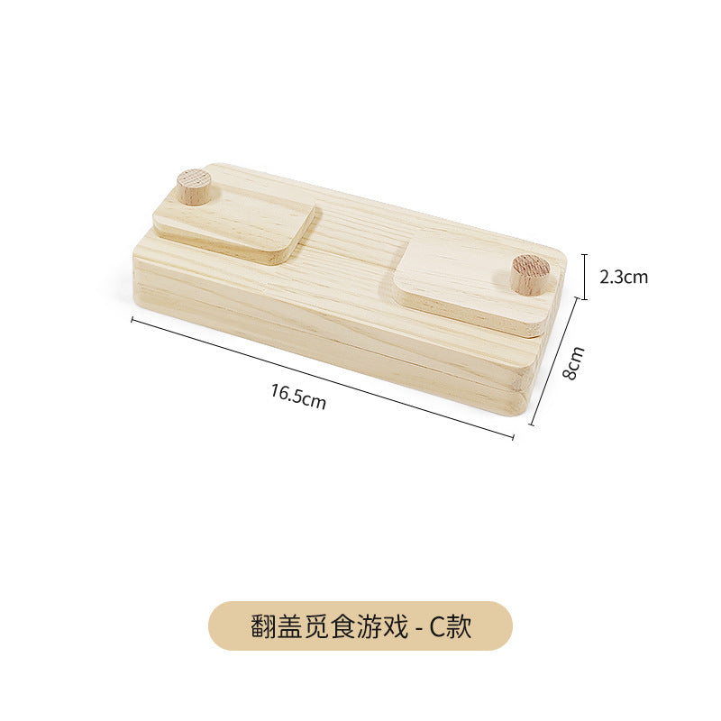 Wooden Foraging Puzzle Toy for Small Animals