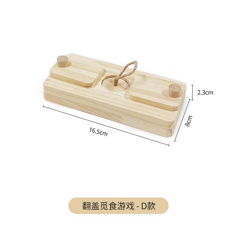 Wooden Foraging Puzzle Toy for Small Animals