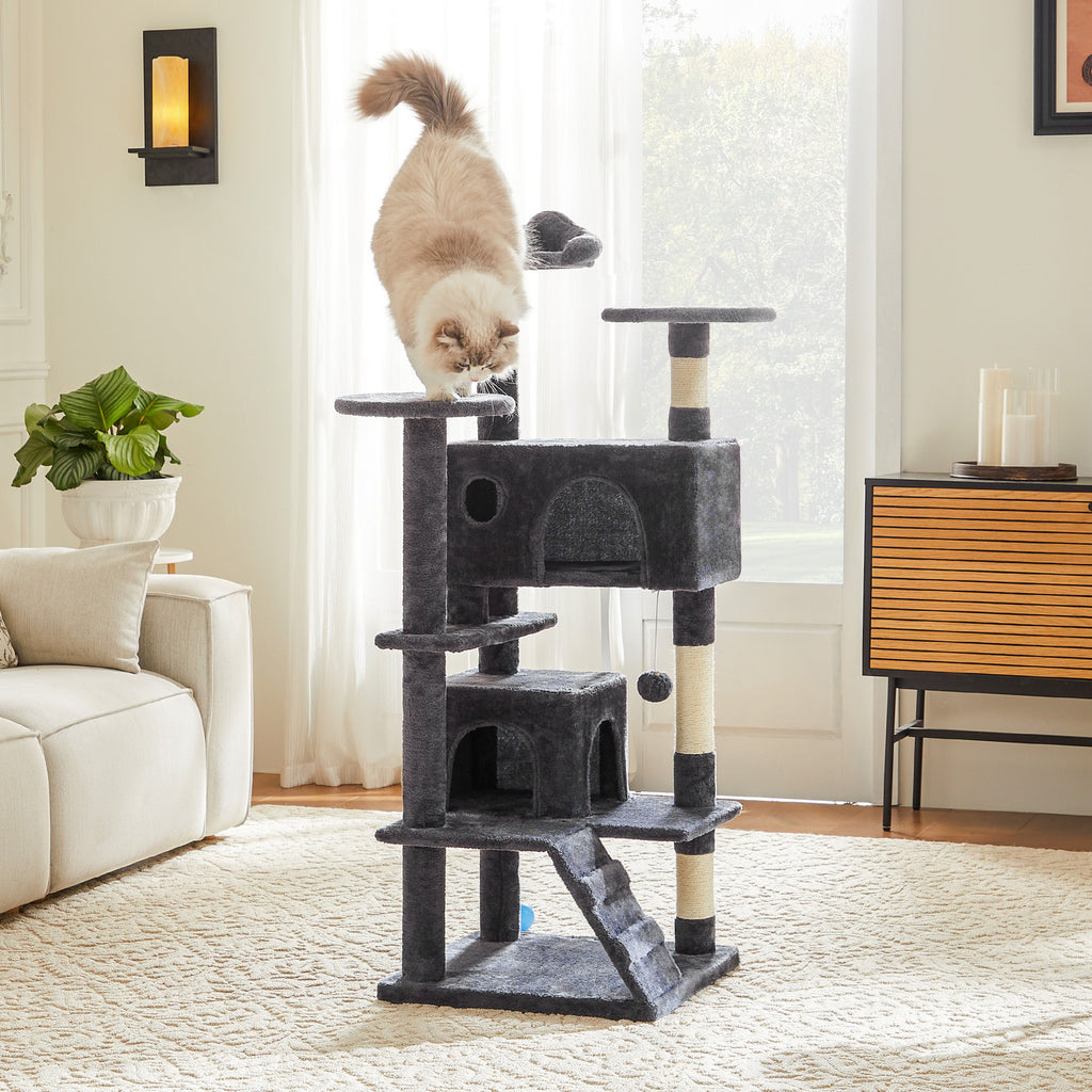Large Multi-Level Cat Tree Tower with Scratching Post - Grey