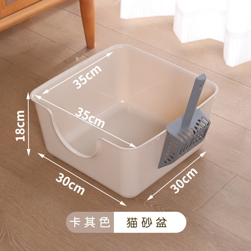 Large Thick Semi-Enclosed Cat Litter Box for Pets
