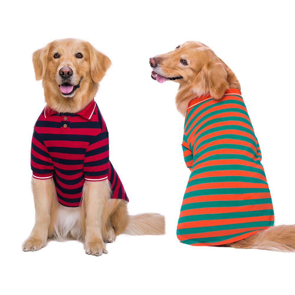 Lightweight Striped Polo Shirt for Large Dogs
