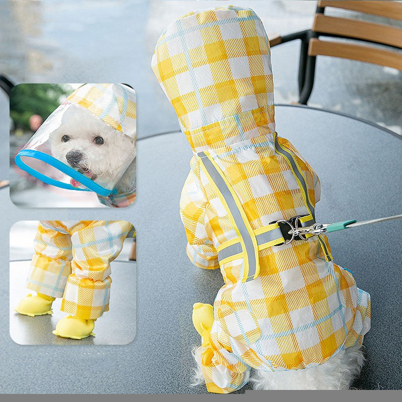 Integrated Chest and Back Raincoat for Dogs