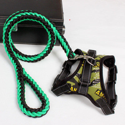Nylon Medium Large Dog Harness with Reflective Collar