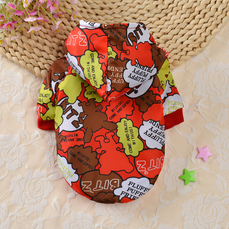 Fashionable Cartoon Velvet Windbreaker for Small Pets