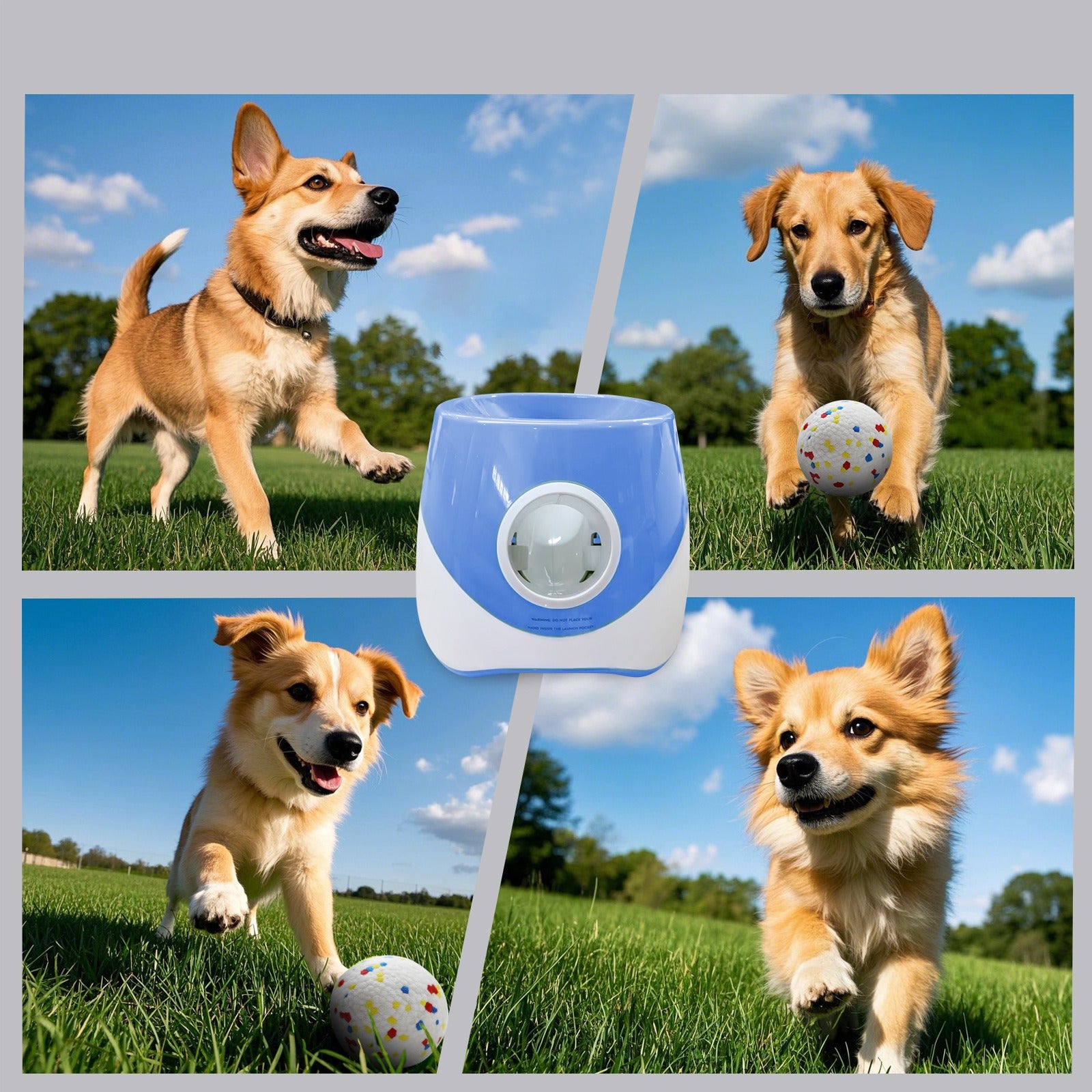 Interactive Dog Tennis Ball Launcher with 3 Balls