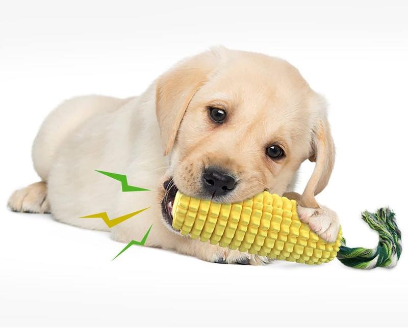 Dog Corn Stick Chew Toy Squeaky Yellow