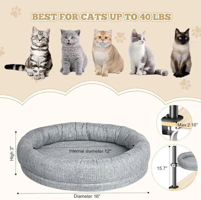 Adjustable Height Rotating Cat Bed