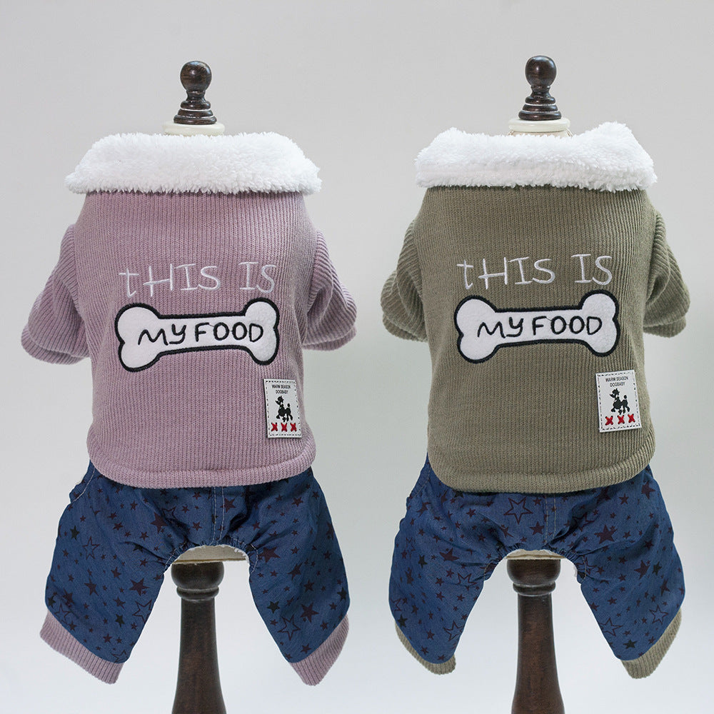 Pet Clothing with Bone Design for Four-Legged Pets