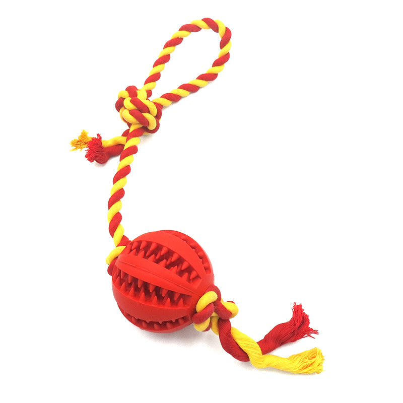 Cotton Rope Dog Toy with Rubber Ball for Tough Chewers
