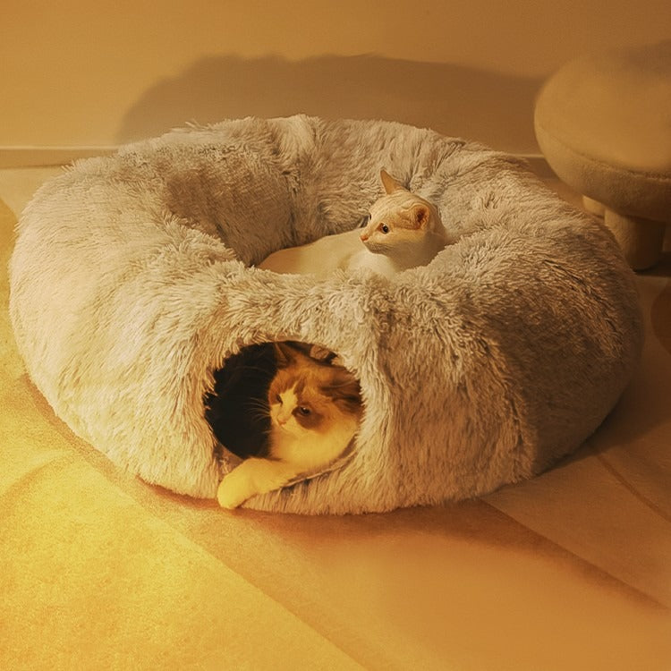 Four Seasons Closed Plush Cat Tunnel Bed