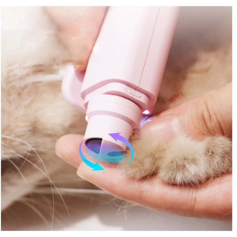 White Pet Nail Trimmer with Light 2-in-1 Clipper & Grinder