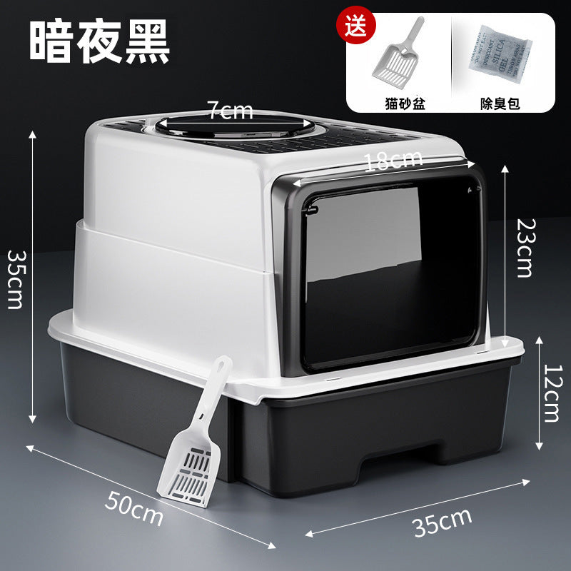 Extra Large Enclosed Cat Litter Box with Drawer System