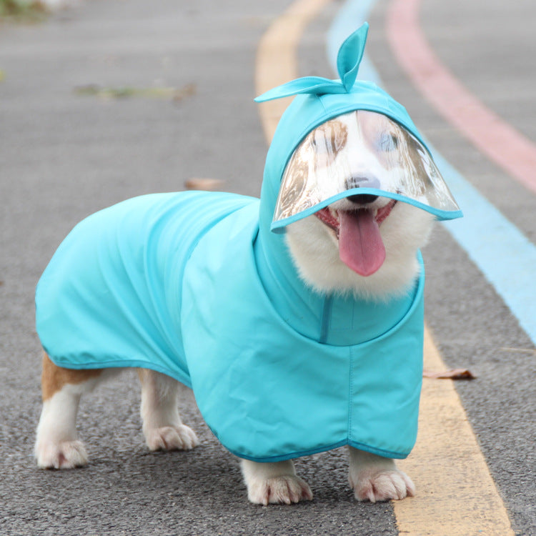Waterproof PU Dog Raincoat with Transparent Brim