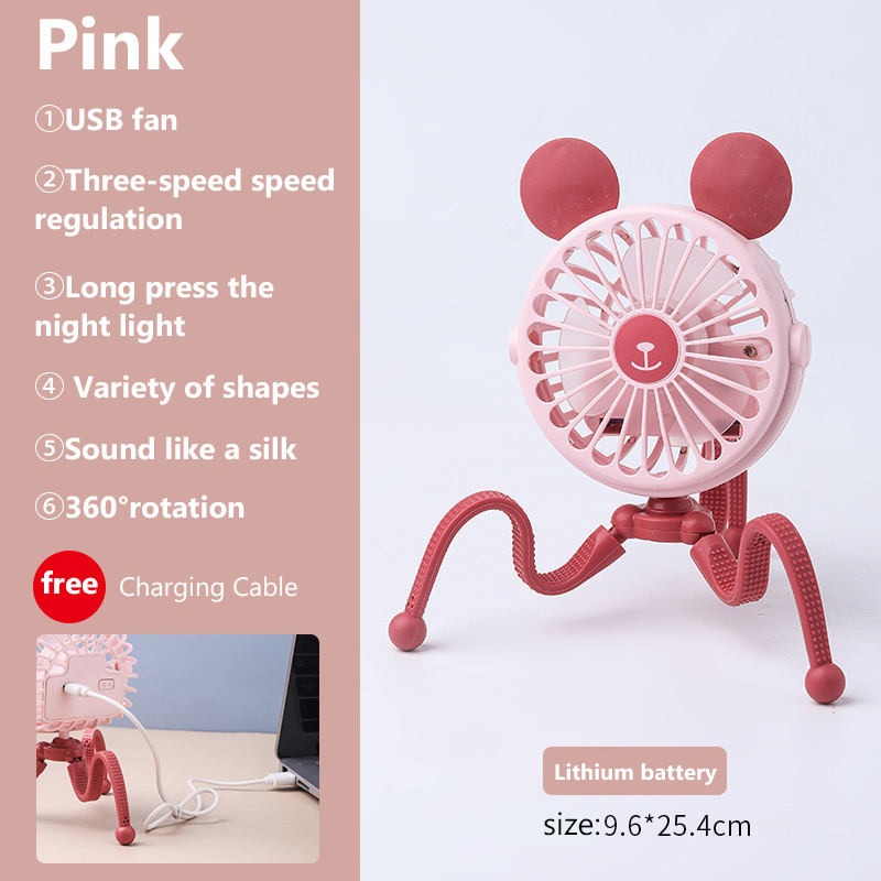 500mAh USB Rechargeable Mini Stroller Fan