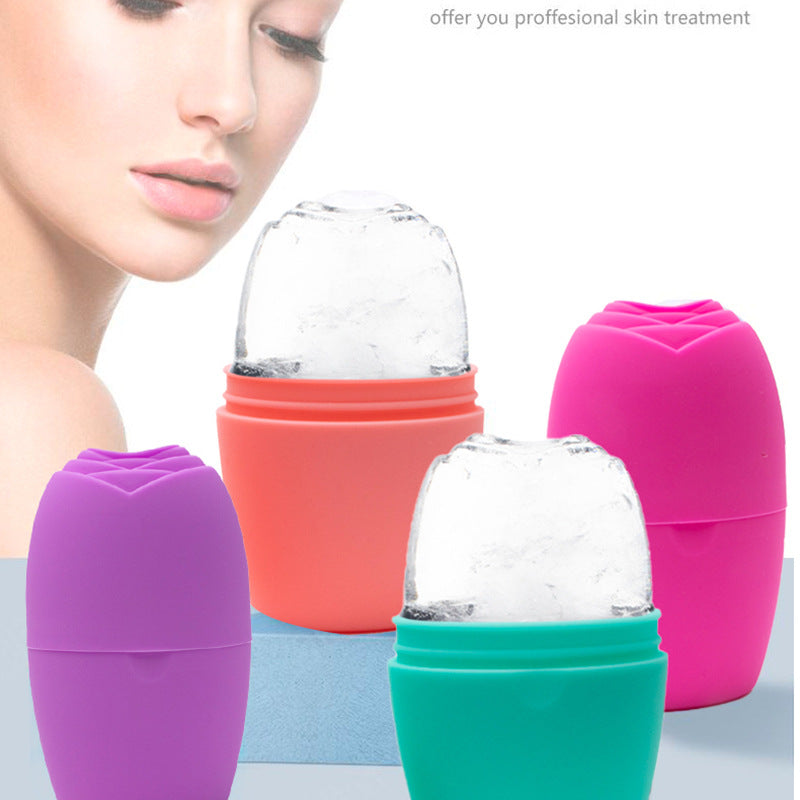 Rose Ice Roller Face Massage Tool with Silicone Base