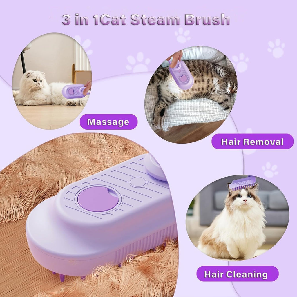 3-in-1 Cat Steam Grooming Brush