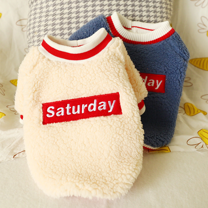 Teddy Dog & Cat Autumn/Winter Fleece Round Neck Outfit