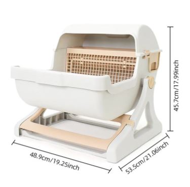 Semi-Automatic Tilting Open Cat Litter Box