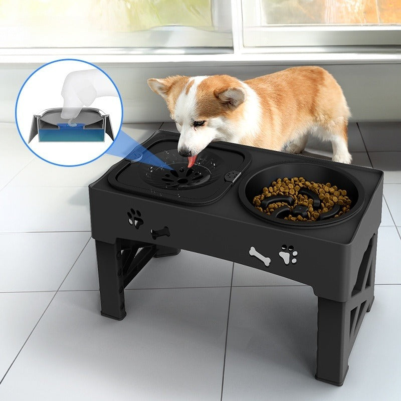 Adjustable Double Dog Bowl Stainless Steel Feeder