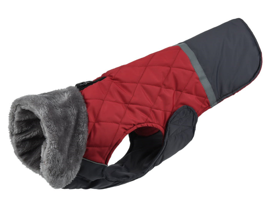 Waterproof Reversible Dog Coat with Fur Collar